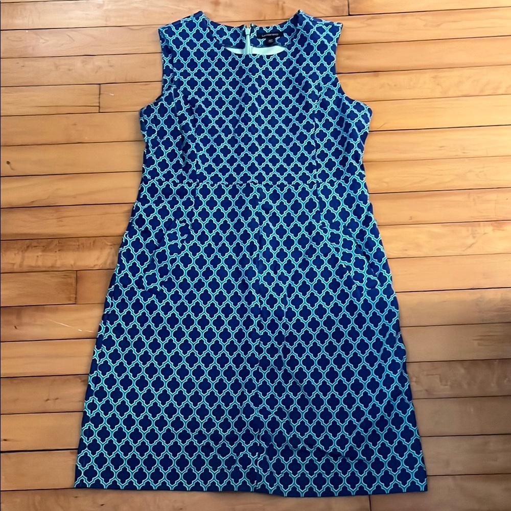 Lands' End Blue Geometric Midi Dress